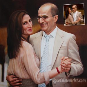 Dancing couple painted in oil on canvas
