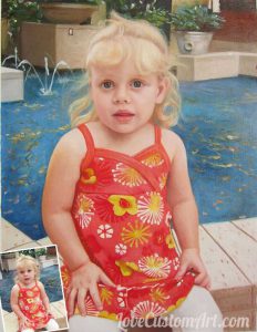 Little Swedish girl oil portrait