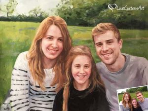 Oil painting of brother and sisters