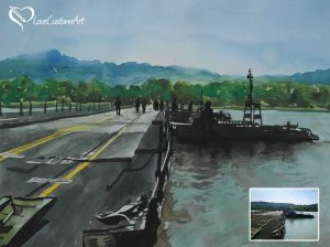 landing strip landscape watercolor painting 695