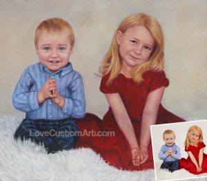 oil painting of two children