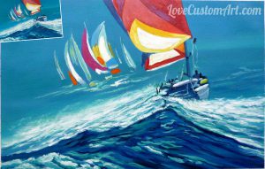 Beautiful Sailing scene in oil hand painted from photo