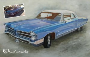 oil painting from photo of pontiac bonneville 1965